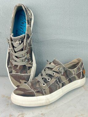 Blowfish Malibu Maxine Slip-on Gray Camo Distressed Comfort Sneaker Shoes W9